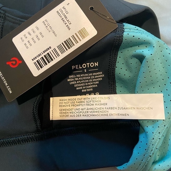 NWT Peloton Blue Colorblock Mesh Crisscross Back Logo Sports Bra Size Small - Picture 7 of 7
